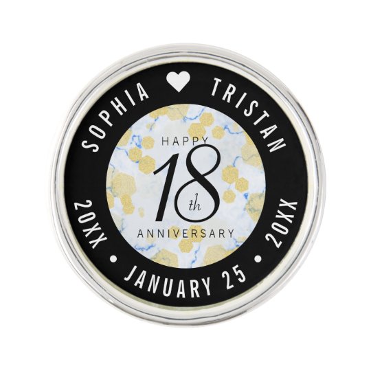 Elegant 18th Porcelain Wedding Anniversary Lapel Pin | Zazzle.com