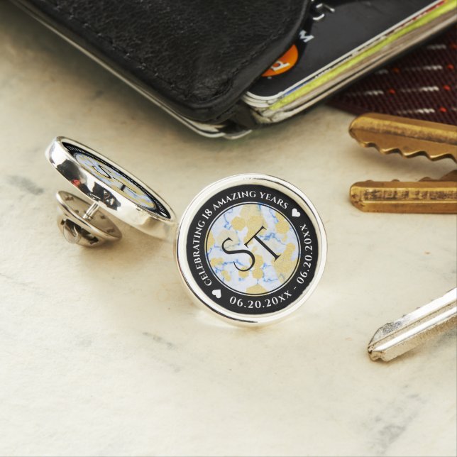 Elegant 18th Porcelain Wedding Anniversary Lapel Pin (In Situ)