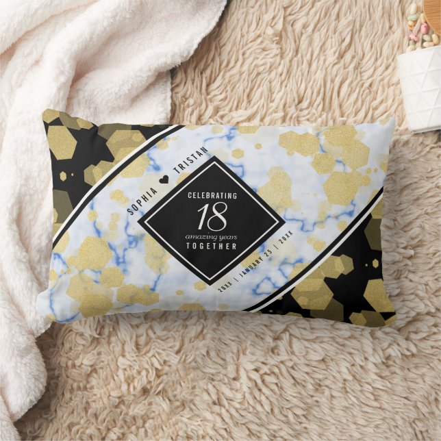 Elegant 18th Porcelain Wedding Anniversary Lumbar Pillow (Blanket)