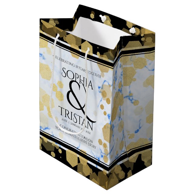 Elegant 18th Porcelain Wedding Anniversary Medium Gift Bag (Front Angled)