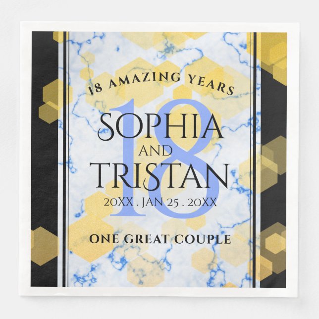 Elegant 18th Porcelain Wedding Anniversary Paper Dinner Napkins (Front)