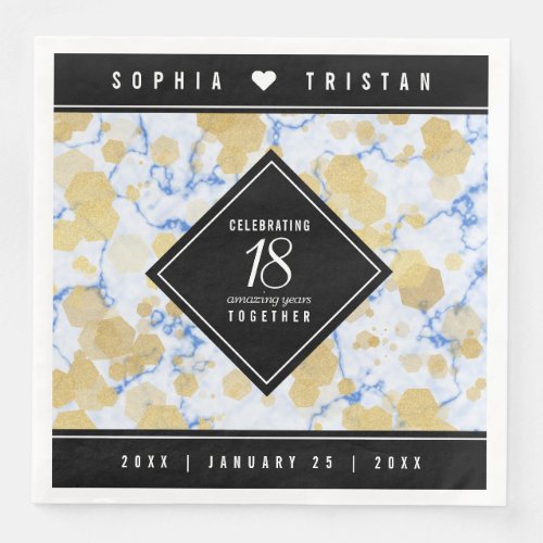 Elegant 18th Porcelain Wedding Anniversary Paper Dinner Napkins