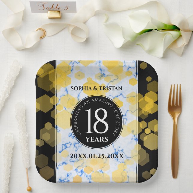Elegant 18th Porcelain Wedding Anniversary Paper Plates (Wedding)