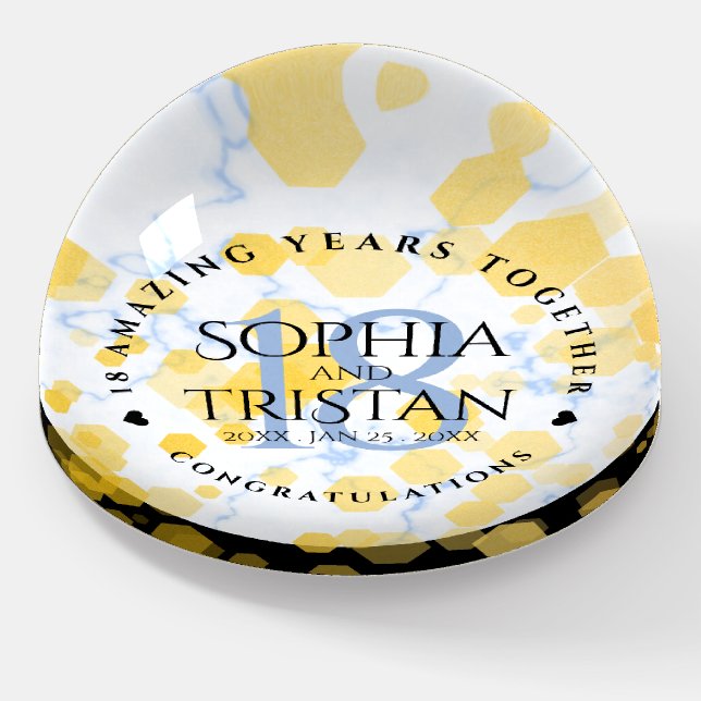 Elegant 18th Porcelain Wedding Anniversary Paperweight (Angled)