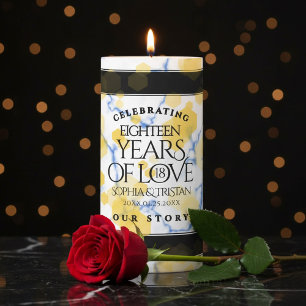 Elegant 18th Porcelain Wedding Anniversary Pillar Candle