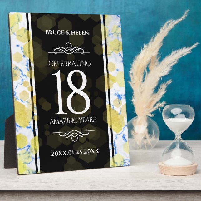 Elegant 18th Porcelain Wedding Anniversary Plaque (Side)