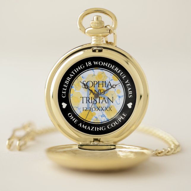 Elegant 18th Porcelain Wedding Anniversary Pocket Watch (Inside)