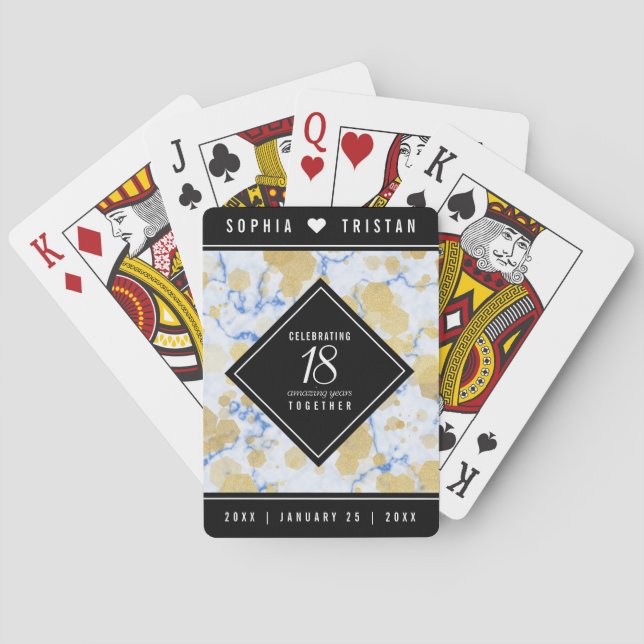 Elegant 18th Porcelain Wedding Anniversary Poker Cards (Back)
