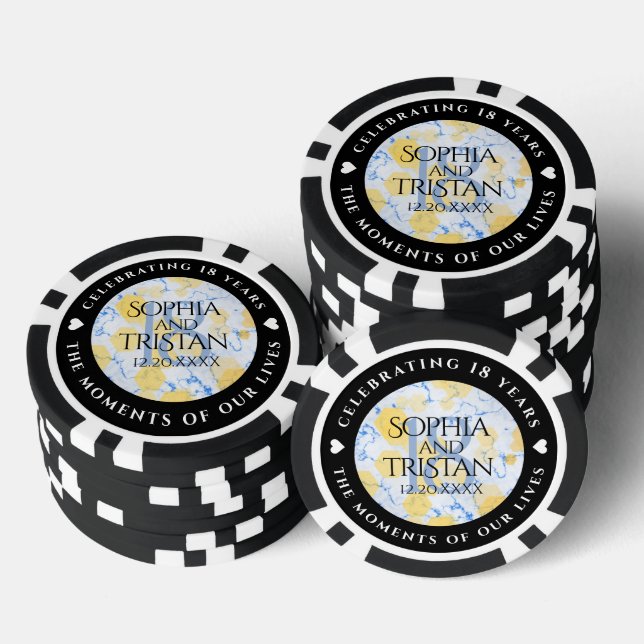 Elegant 18th Porcelain Wedding Anniversary Poker Chips (Stack)