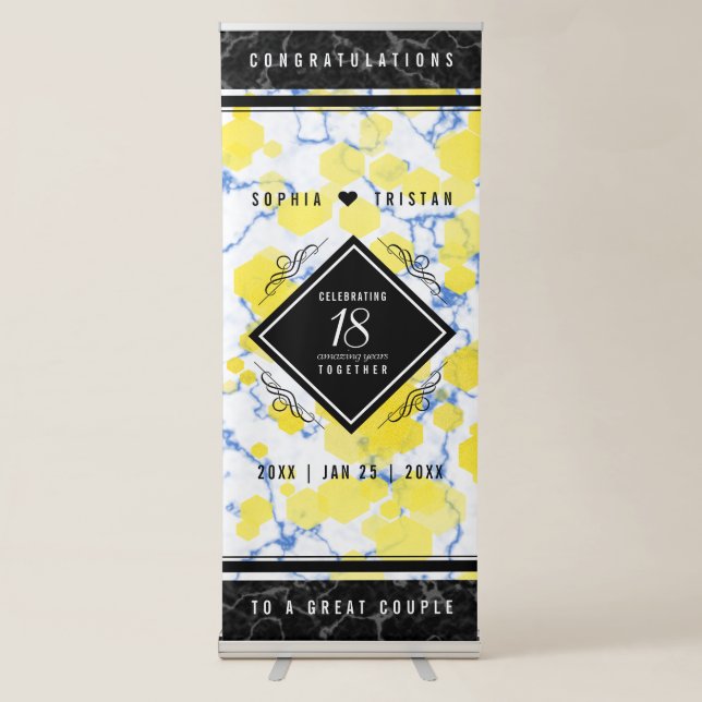 Elegant 18th Porcelain Wedding Anniversary Retractable Banner (Front)