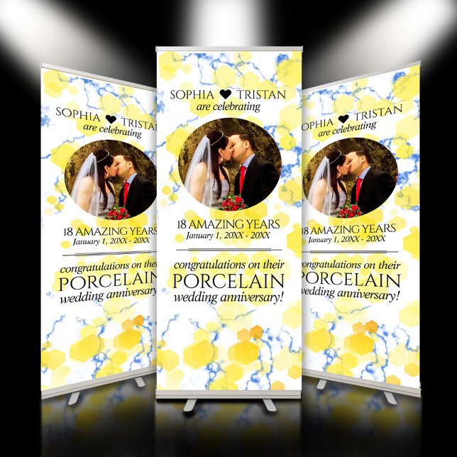 Elegant 18th Porcelain Wedding Anniversary Retractable Banner (18th Porcelain Wedding Anniversary Retractable Banner Cover Photo.)