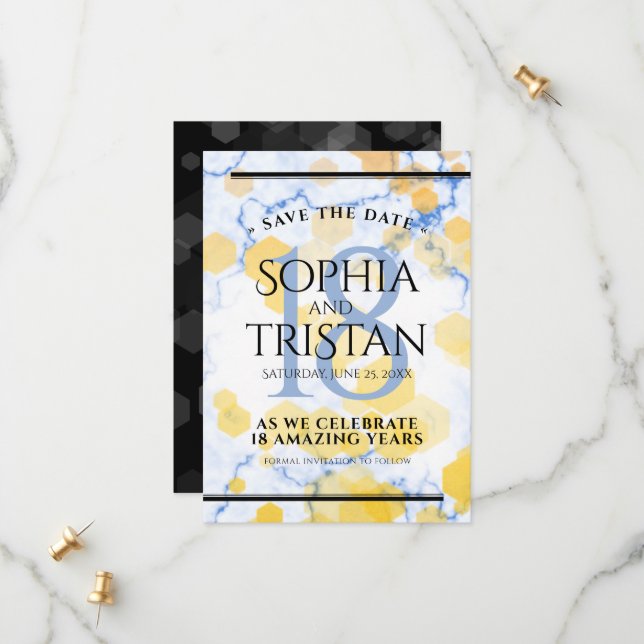 Elegant 18th Porcelain Wedding Anniversary Save The Date (Front/Back In Situ)