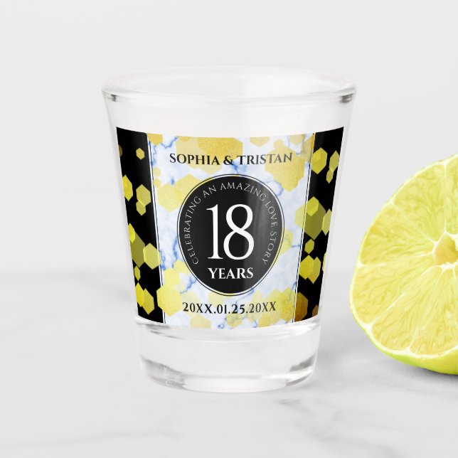 Elegant 18th Porcelain Wedding Anniversary Shot Glass (Front)