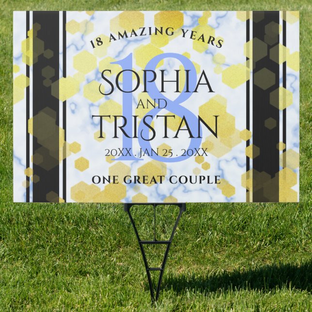 Elegant 18th Porcelain Wedding Anniversary Sign (Insitu)