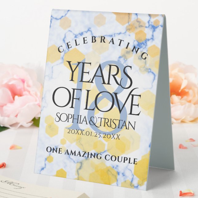 Elegant 18th Porcelain Wedding Anniversary Table Tent (In SItu (Wedding))