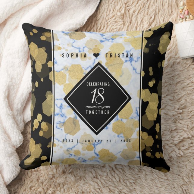 Elegant 18th Porcelain Wedding Anniversary Throw Pillow (Blanket)