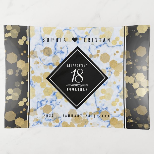 Elegant 18th Porcelain Wedding Anniversary Trinket Tray (Front)