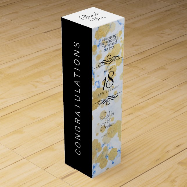 Elegant 18th Porcelain Wedding Anniversary Wine Box (Front)