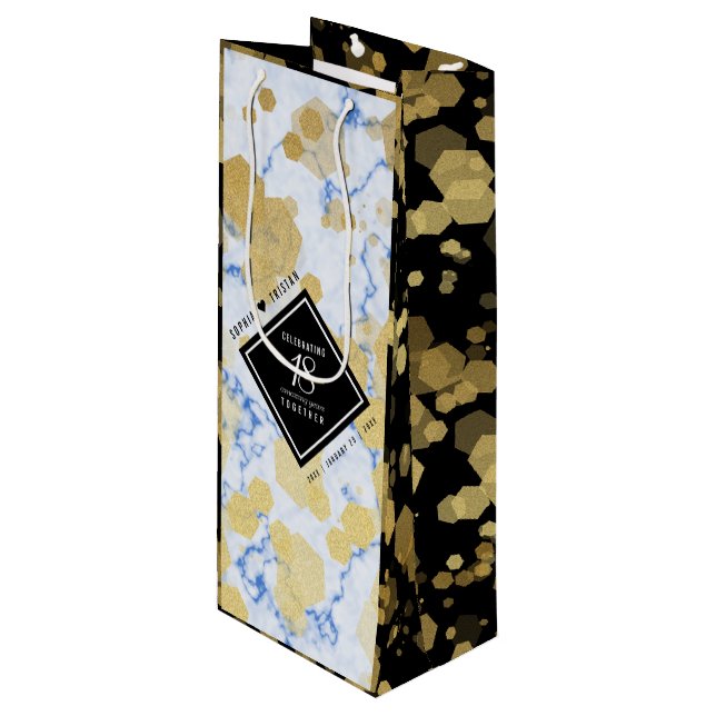 Elegant 18th Porcelain Wedding Anniversary Wine Gift Bag (Front Angled)