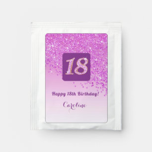 Elegant 18th Tea Birthday Party Pink Glitter Bag Drink Mix