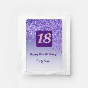 Elegant 18th Tea Birthday Party Purple Glitter Bag Drink Mix