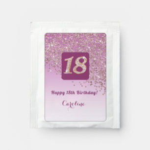 Elegant 18th Tea Birthday Party Rose Gold Glitter Bag Drink Mix