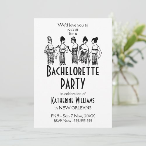 Elegant 1920s Themed Bachelorette Party Itinerary Invitation