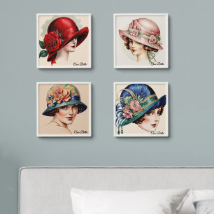 Elegant 1920s Woman with Floral Hat Peel And Stick Photo Tile