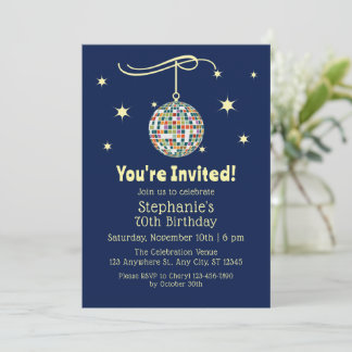 Elegant 1970s Music Birthday for 70th Celebration Invitation