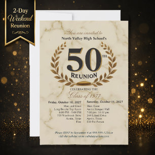Elegant 1977 50th Class Reunion Marble Weekend Invitation