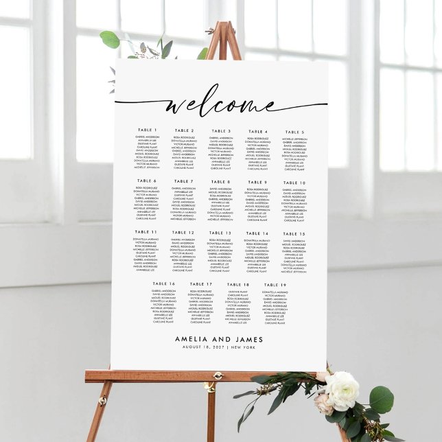 Elegant 19 Tables Welcome Seating Chart Foam Board (Creator Uploaded)