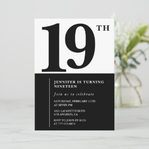 Elegant 19th birthday invitation Black Chic Girl