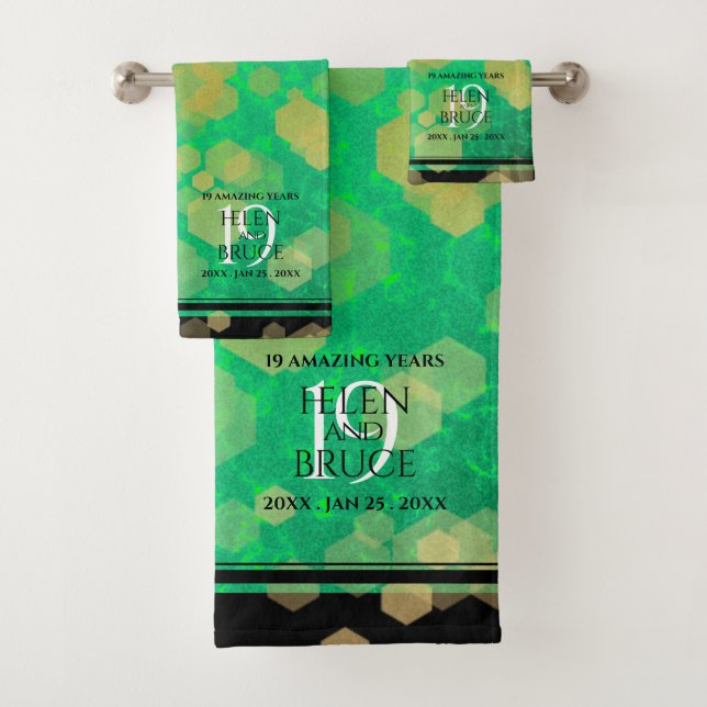 Elegant 19th Jade Wedding Anniversary Bath Towel Set (Insitu)