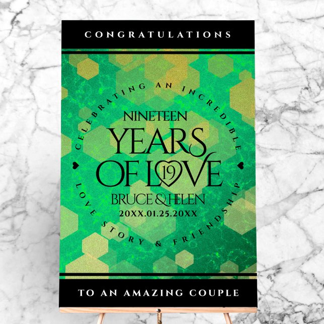 Elegant 19th Jade Wedding Anniversary Celebration Acrylic Sign (Elegant 19th Jade Wedding Anniversary Acrylic Sign Cover Photo)