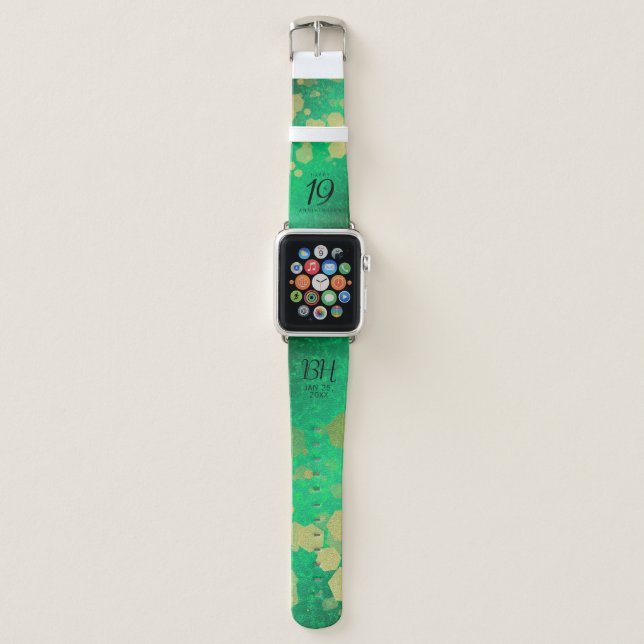 Elegant 19th Jade Wedding Anniversary Celebration Apple Watch Band (Front)
