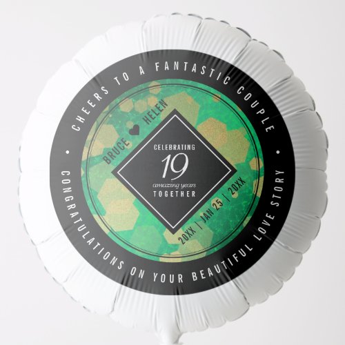 Elegant 19th Jade Wedding Anniversary Celebration Balloon