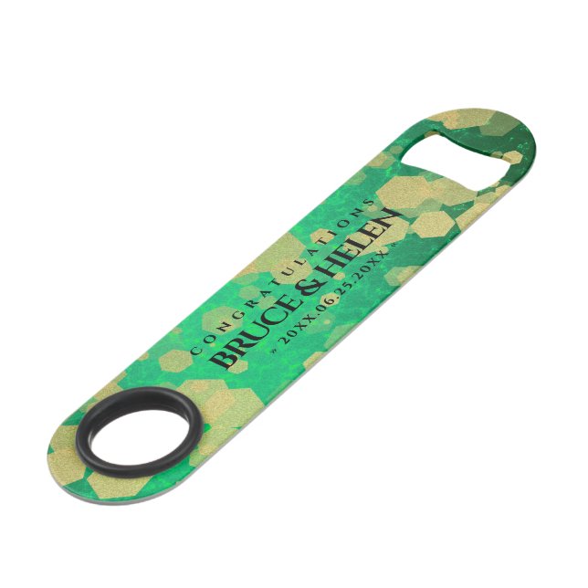 Elegant 19th Jade Wedding Anniversary Celebration Bar Key (Front Angled)