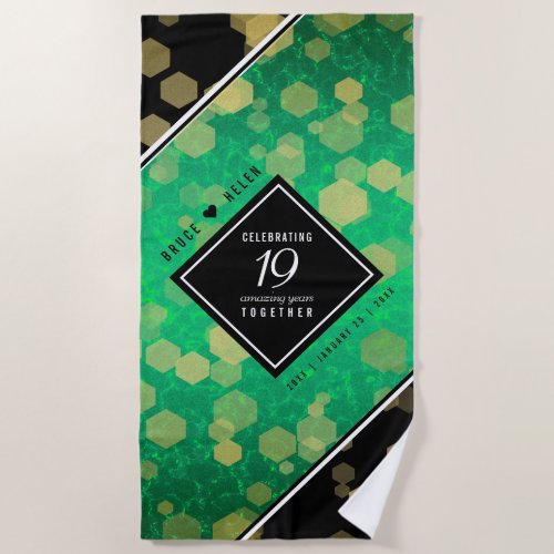 Elegant 19th Jade Wedding Anniversary Celebration Beach Towel