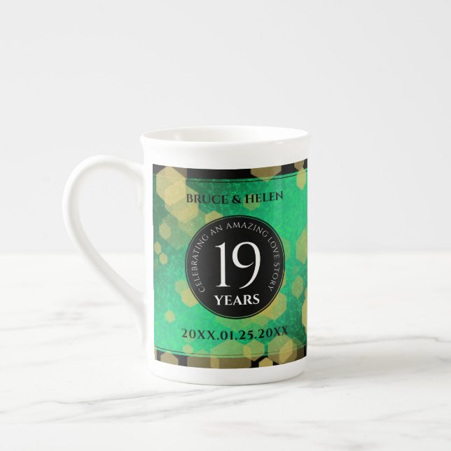 Elegant 19th Jade Wedding Anniversary Celebration Bone China Mug (Left)