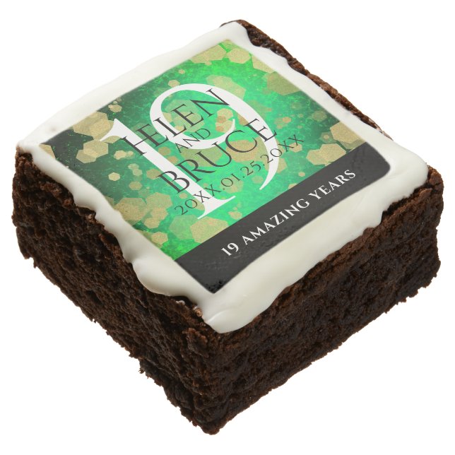 Elegant 19th Jade Wedding Anniversary Celebration Brownie (Angled)