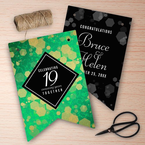 Elegant 19th Jade Wedding Anniversary Celebration Bunting Flags