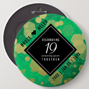Elegant 19th Jade Wedding Anniversary Celebration Button