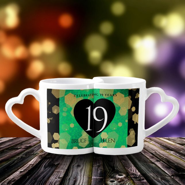 Elegant 19th Jade Wedding Anniversary Celebration Coffee Mug Set (Creator Uploaded)