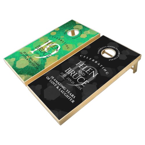 Elegant 19th Jade Wedding Anniversary Celebration Cornhole Set