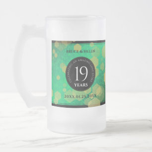 Elegant 19th Jade Wedding Anniversary Celebration Frosted Glass Beer Mug