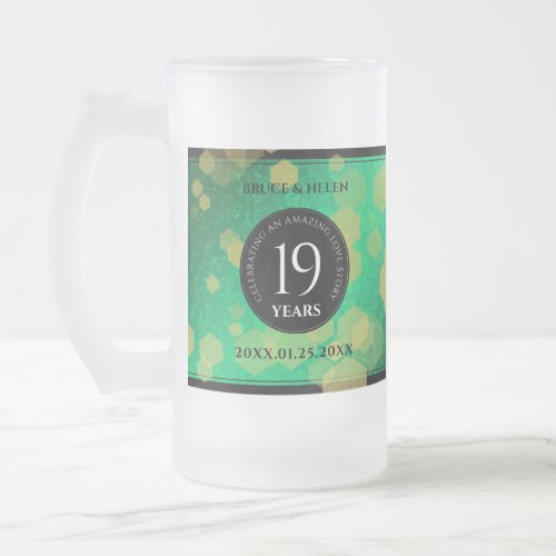 Elegant 19th Jade Wedding Anniversary Celebration Frosted Glass Beer Mug