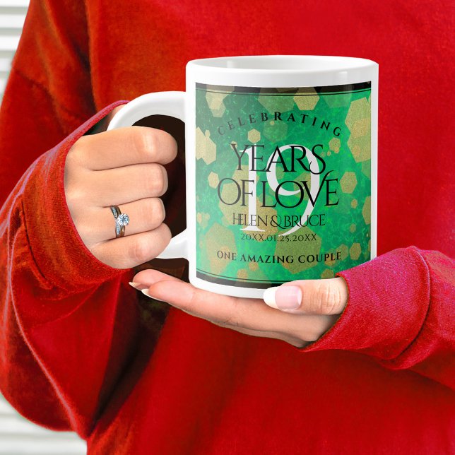 Elegant 19th Jade Wedding Anniversary Celebration Giant Coffee Mug (19th Wedding Anniversary Jumbo Coffee Mug Cover Photo.)