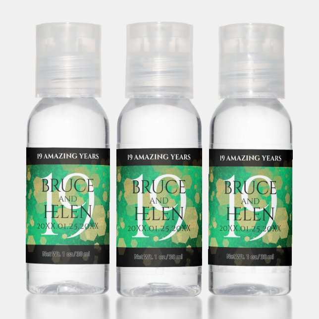 Elegant 19th Jade Wedding Anniversary Celebration Hand Sanitizer (Set)