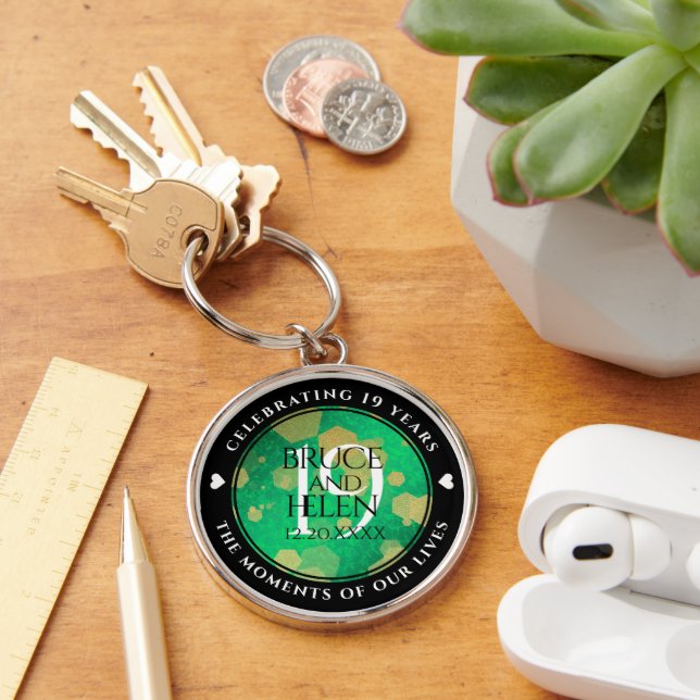 Elegant 19th Jade Wedding Anniversary Celebration Keychain (Desk)