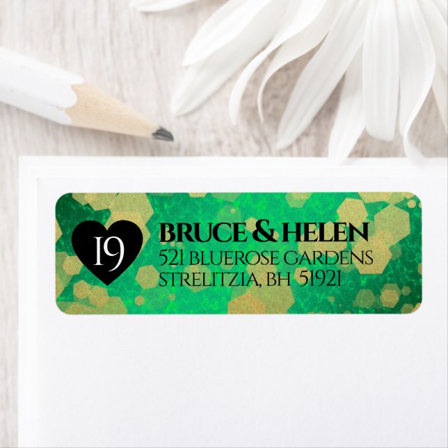 Elegant 19th Jade Wedding Anniversary Celebration Label (Insitu)